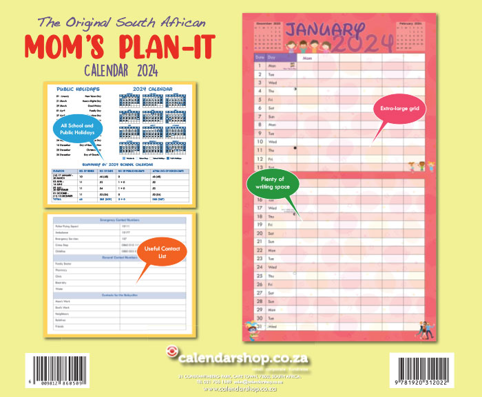 SA Moms Planit Wall Calendar 2024 Calendar Shop