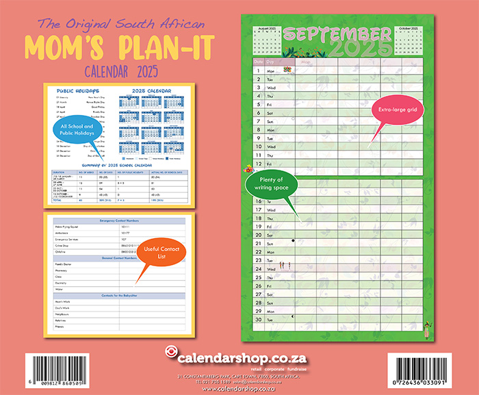 SA Moms Planit Wall Calendar 2025 Calendar Shop